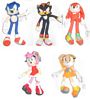 9-Inch Sonic Plush 2009 - Set of 5[Sonic,Shadow,Knuckles,Amy,Cream]